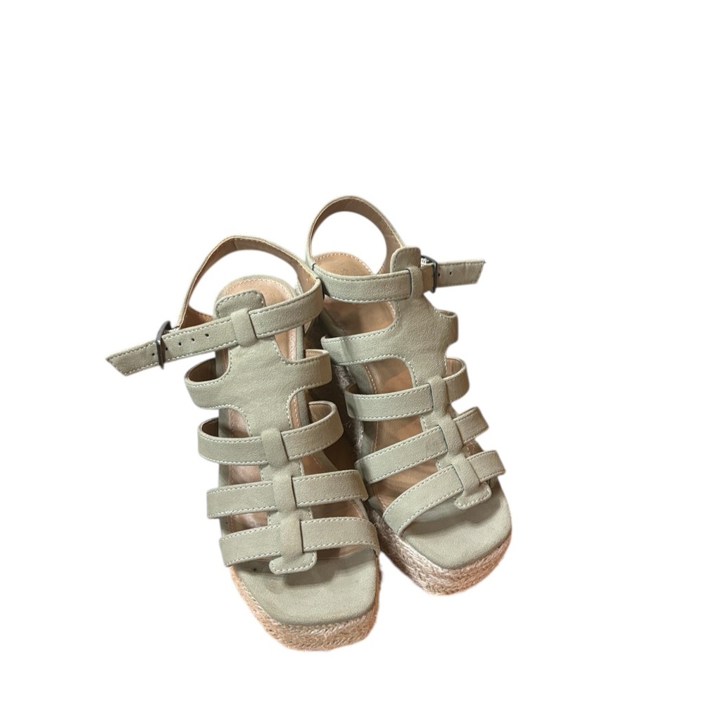 Strappy Green Wedge Sandals